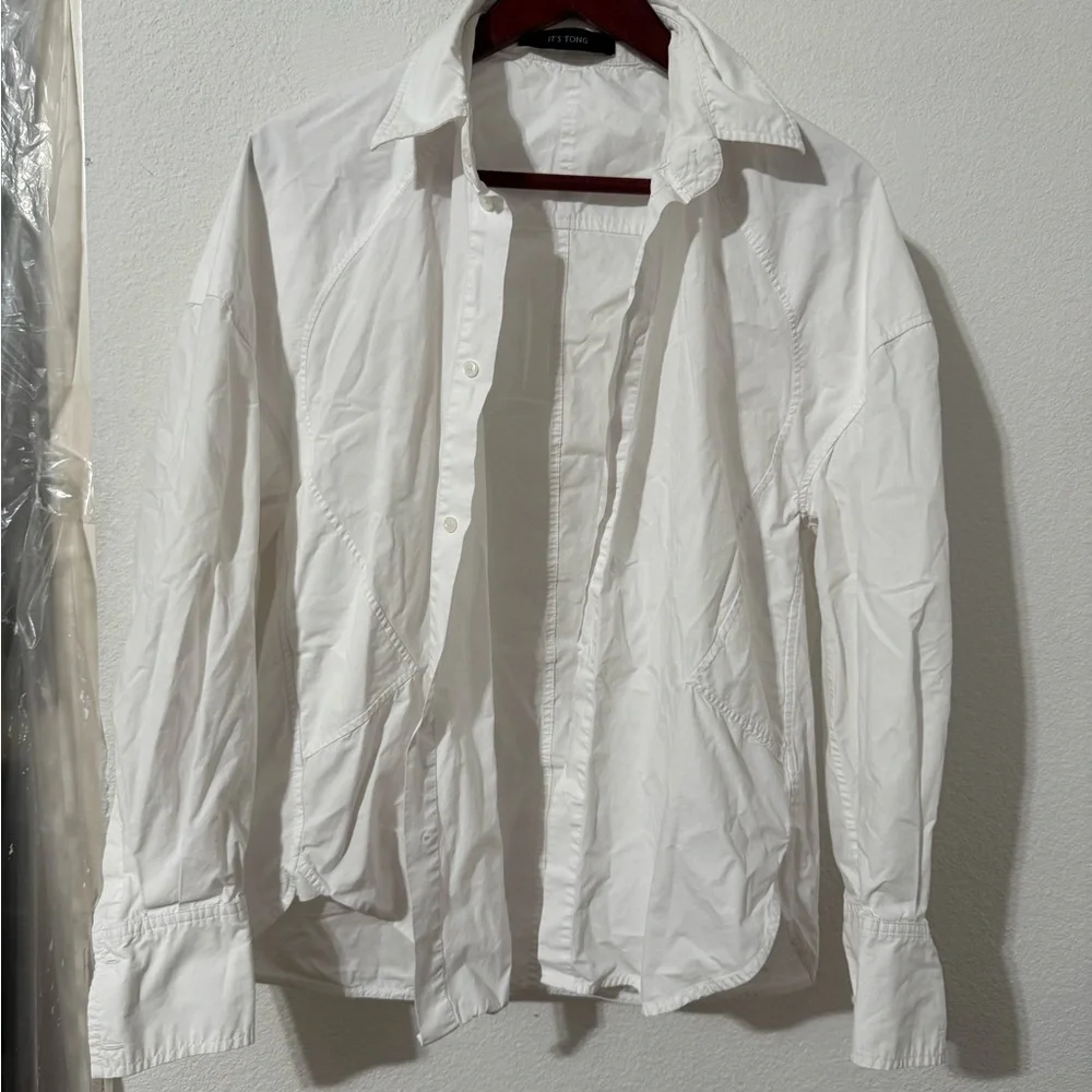 Women's White Button Down Shirt - Picture 3 of 7